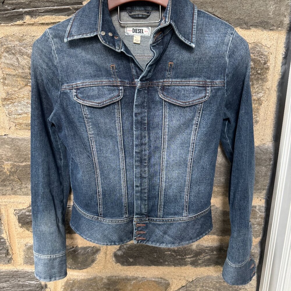 $300 Women's Diesel Denim Jean Jack button up Small Excellent!